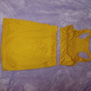 Mustard yellow two piece skirt set